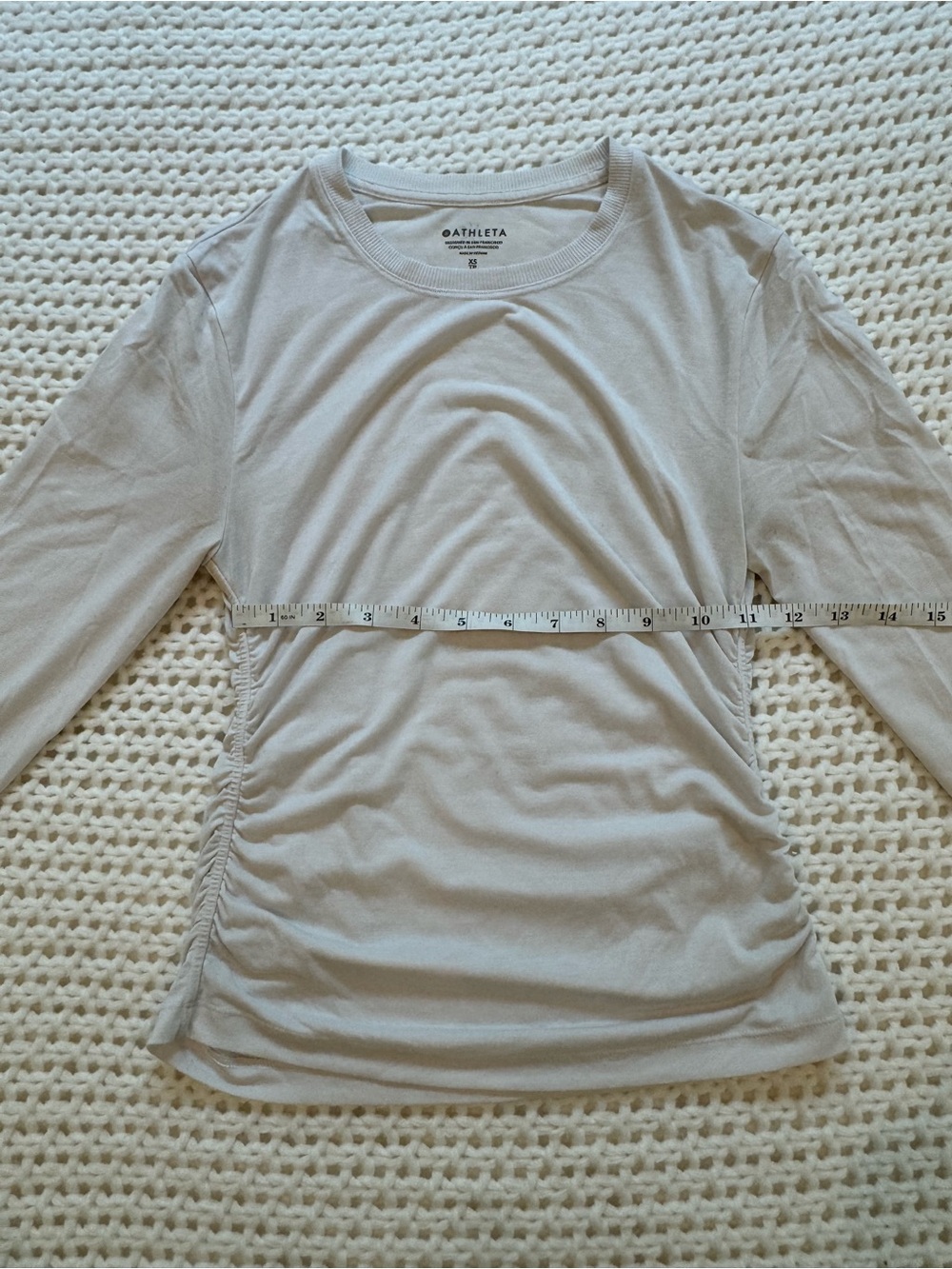 Athleta White Side-Ruched Long Sleeve Tee - Picture 6 of 6